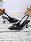 Women's Black Glitter Heels - Size 38 - 3