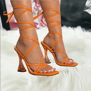 Ladies Orange Strap Up Heels