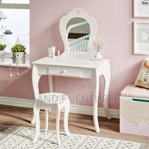 Kids Dressing Table with Chair and Mirror - Pink