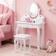 Kids Dressing Table with Chair and Mirror - Pink - 2