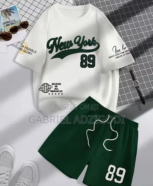 Unisex 2-Piece T-Shirt and Shorts Set - New York Print - 1
