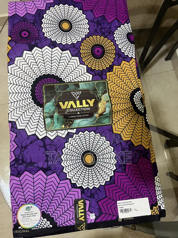 Vibrant Purple and Gold African Print Fabric - 6 Yards - 1