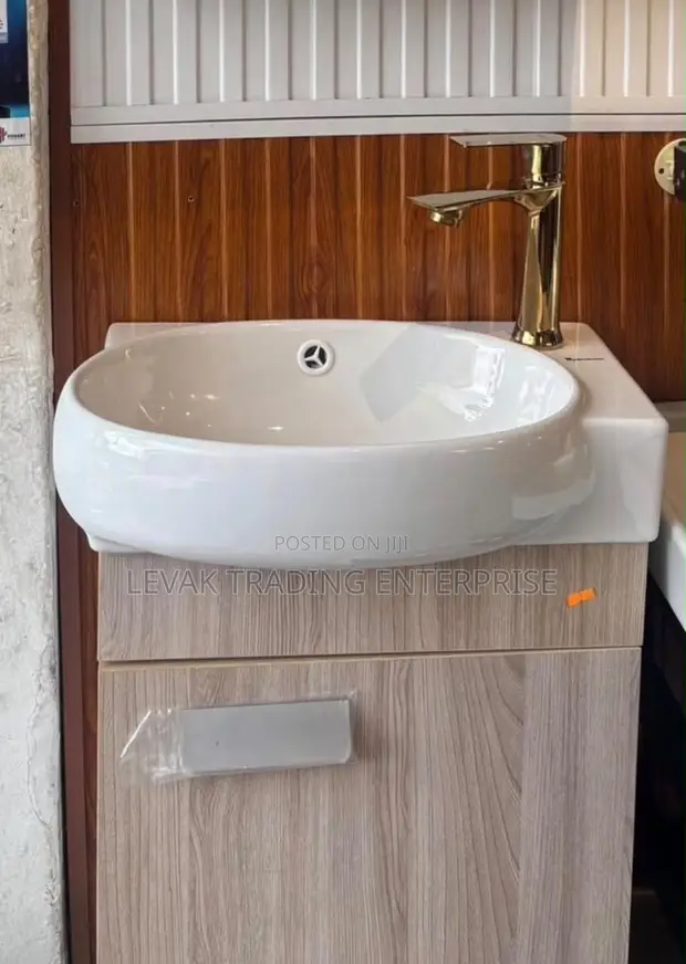 Quality Bathroom Basin with Cabinet and Tap - 1