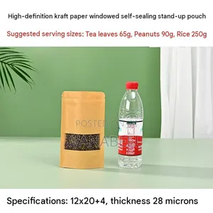 50pcs Kraft Paper Storage Bags with Matte Window