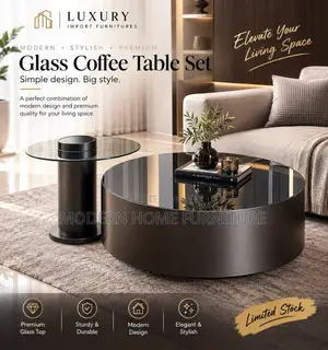 Luxury Imported Glass Coffee Table Set | Modern Elegant