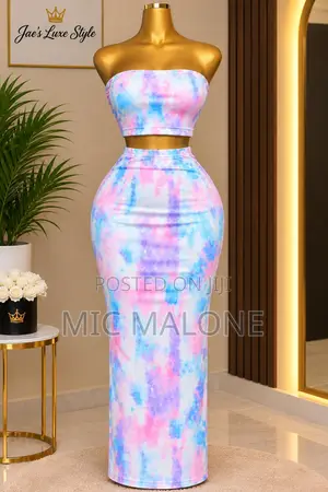Women's Pastel Tie-Dye Strapless 2-Piece Maxi Skirt Set
