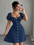 Shein Navy Blue Gothic Style Dress - 2