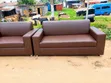 Modern Brown Leatherette Sofa Set - 2