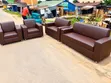 Modern Brown Leatherette Sofa Set - 3