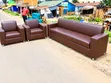 Modern Brown Leatherette Sofa Set - 5