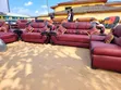 Luxury Burgundy 3+2+2 Seater Sofa Set with Chairs - 1