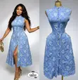 Ms K Luxe Collection Women's Blue Cotton Dress - 2