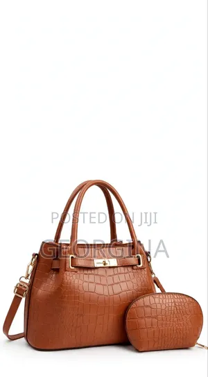 IKUEMAN 2-in-1 Crocodile Pattern Ladies Handbag + Purse Set