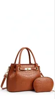IKUEMAN 2-in-1 Crocodile Pattern Ladies Handbag + Purse Set - 1