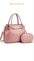 IKUEMAN 2-in-1 Crocodile Pattern Ladies Handbag + Purse Set - 4