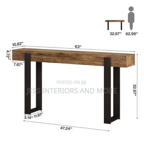 Solid Wood Entryway Console Table with Metal Legs - 1