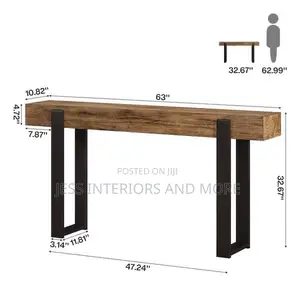 Solid Wood Entryway Console Table with Metal Legs
