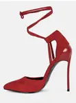 Rag N Co Red Heeled Sandals With Strap - 4