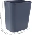 15L Black Rectangular Plastic Wastebasket - Office/Kitchen Trash Bin - 3