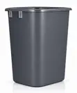 15L Black Rectangular Plastic Wastebasket - Office/Kitchen Trash Bin - 5