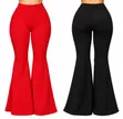 Ladies High Waist Flared Trousers - Red & Black - 1