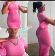 Ladies Pink Long Sleeve Bodycon Maxi Dress - 2
