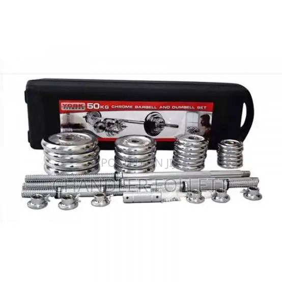 Brand New 50kg Bodyfit Dumbbell and Barbell Set - 1