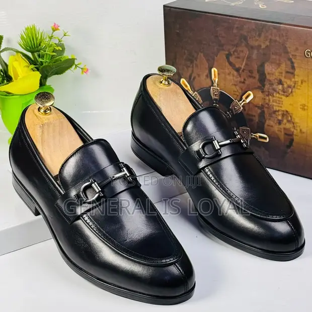 Golden C Black Leather Men's Loafers - 1