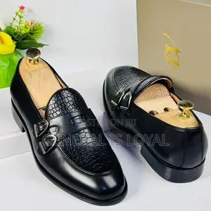 Dino Verratti Black Leather Monk Strap Men's Loafer