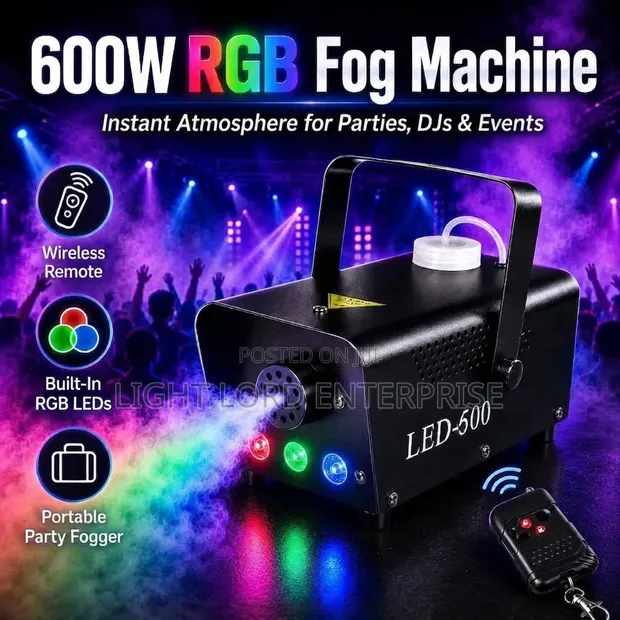 3-Head Light Remote Control Smoke Machine 600W - 1