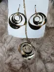 Gold Spiral Statement Jewelry Set (Necklace & Earrings) - 1
