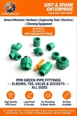 PPR Green Pipe Fittings - Tees, Elbows, Valves - 1