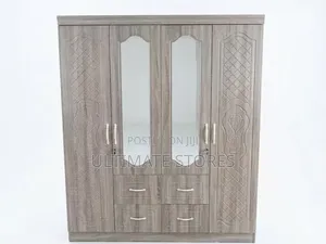 Foreign 4-Door Wardrobe with Mirrors & Drawers