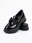 Hi-Way Girls' Black Patent Loafers - Size 37 - 2