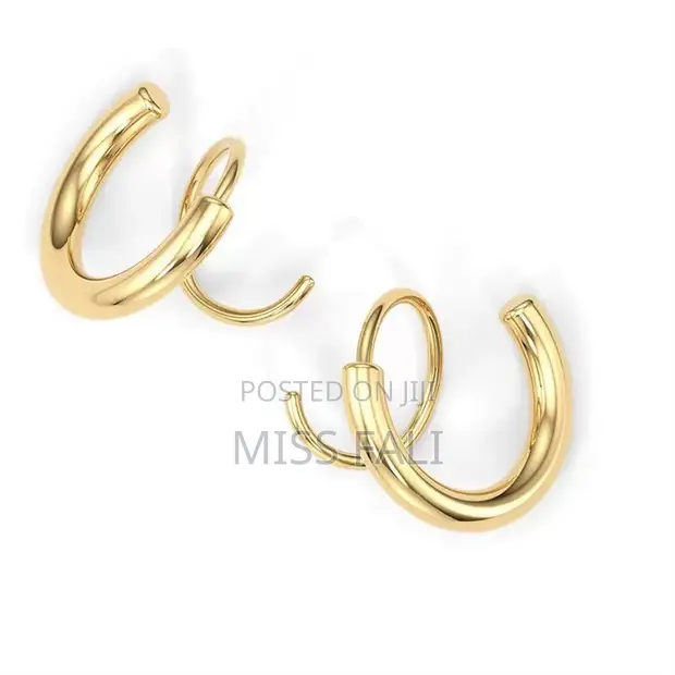 Double Twisted Gold Hoop Earrings - 1