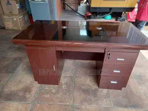 Executive Office Table with Glass Top & Lockable Drawers