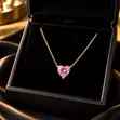 Cute Hearts Necklace - Gold-Tone Pink Zircon - 3