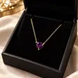 Cute Hearts Necklace - Gold-Tone Pink Zircon - 4