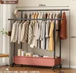 Black Double-Rod Metal Garment Rack with Bottom Storage - 2