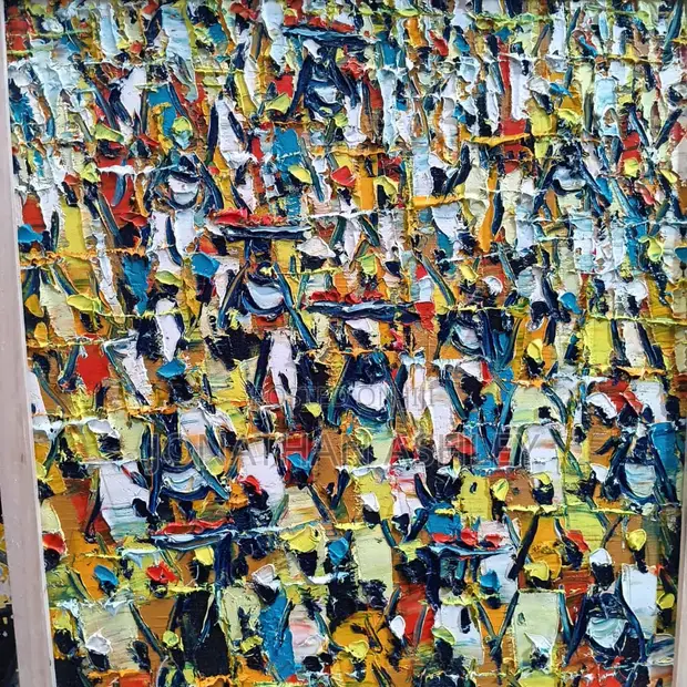Beautiful Hand-Painted Oil Painting - Madina Market Scene - 1