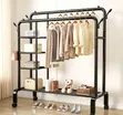Double Bar Clothes Hanger with Side Shelf - 1
