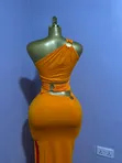Ladies Orange Romantic Style Dresses - 2