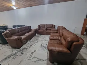 7-Seater Living Room Sofa Set with Built-in Console