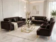 8-Seater Velvet Sofa Set with Gold Piping - 4