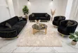 8-Seater Black Velvet Sofa Set with Gold Trim - 3