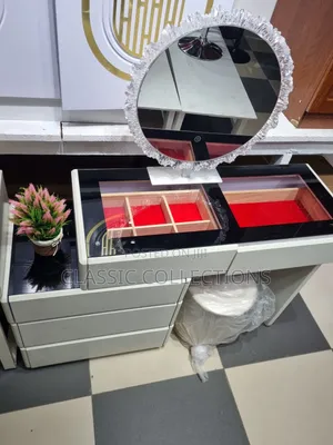 Modern Dressing Table with Glass Top & Jewellery Organizer