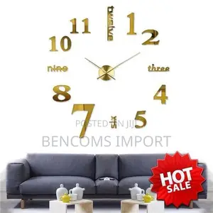 Modern 3D DIY Wall Clock - Gold