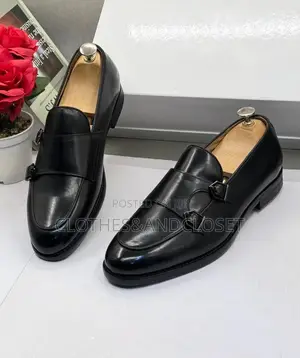 Dino Verratti Black Leather Double Monk Strap Dress Shoes