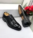 Men's Black Polished Leather Oxford Shoes - 3