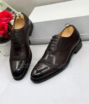 Raid Polished Dark Brown Leather Oxfords - Braided Cap-Toe
